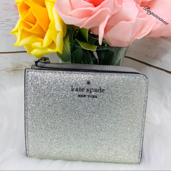 boxed small l-zip silver wallet glitter joeley - Picture 1 of 8